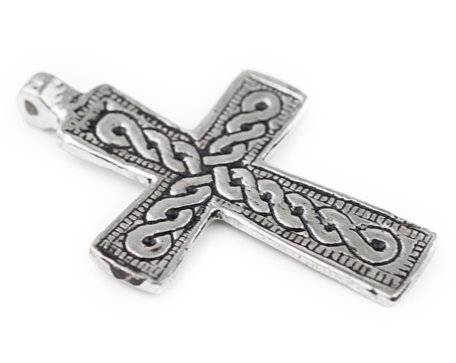 Traditional Silver Ethiopian Coptic Cross Pendant 60x40mm African White Metal