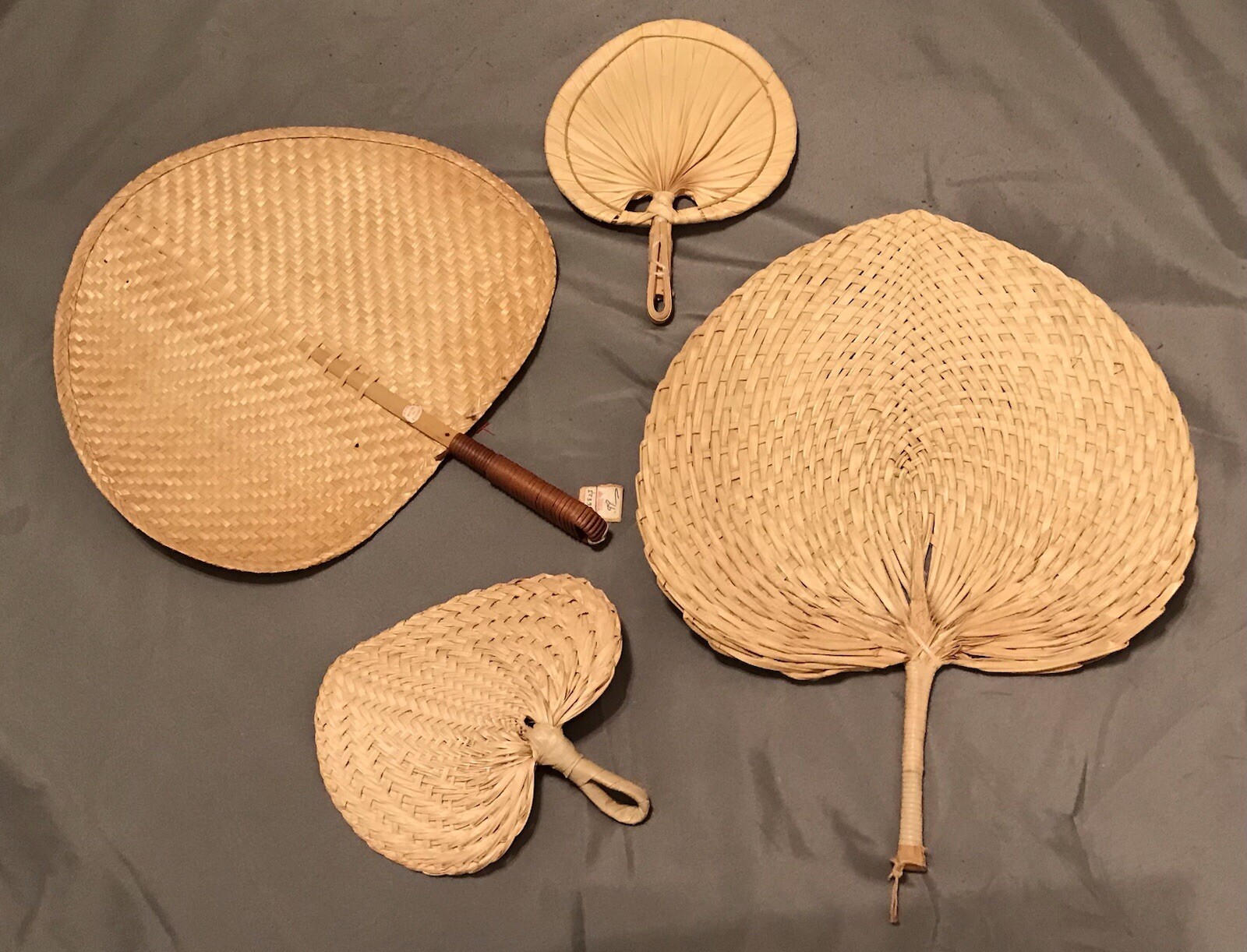 Set Of 4 Vintage Fans With Original Tags Dating From 1950s-60s From China