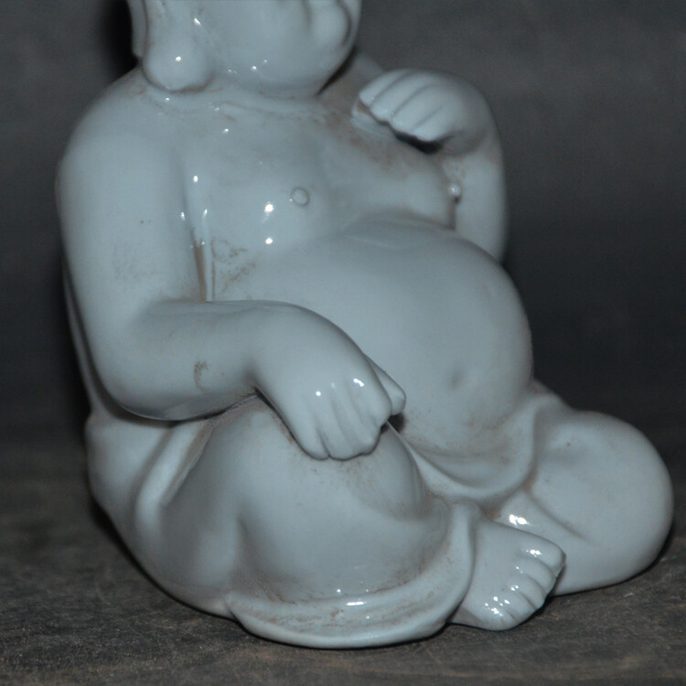 4.7″ Chinese Jingdezhen White Glaze Porcelain Buddhism Maitreya Buddha Statues
