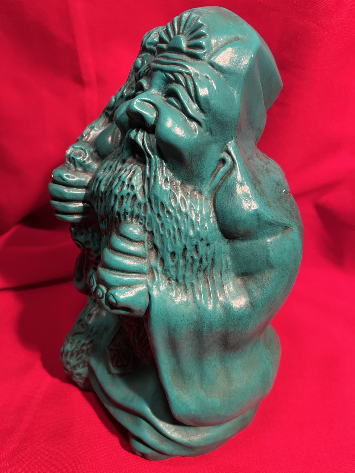 Sanxing,Chinese Priest,Wise Man,Buddah,Asian,Ceramic,Statue,Handmade,1970s,VTG