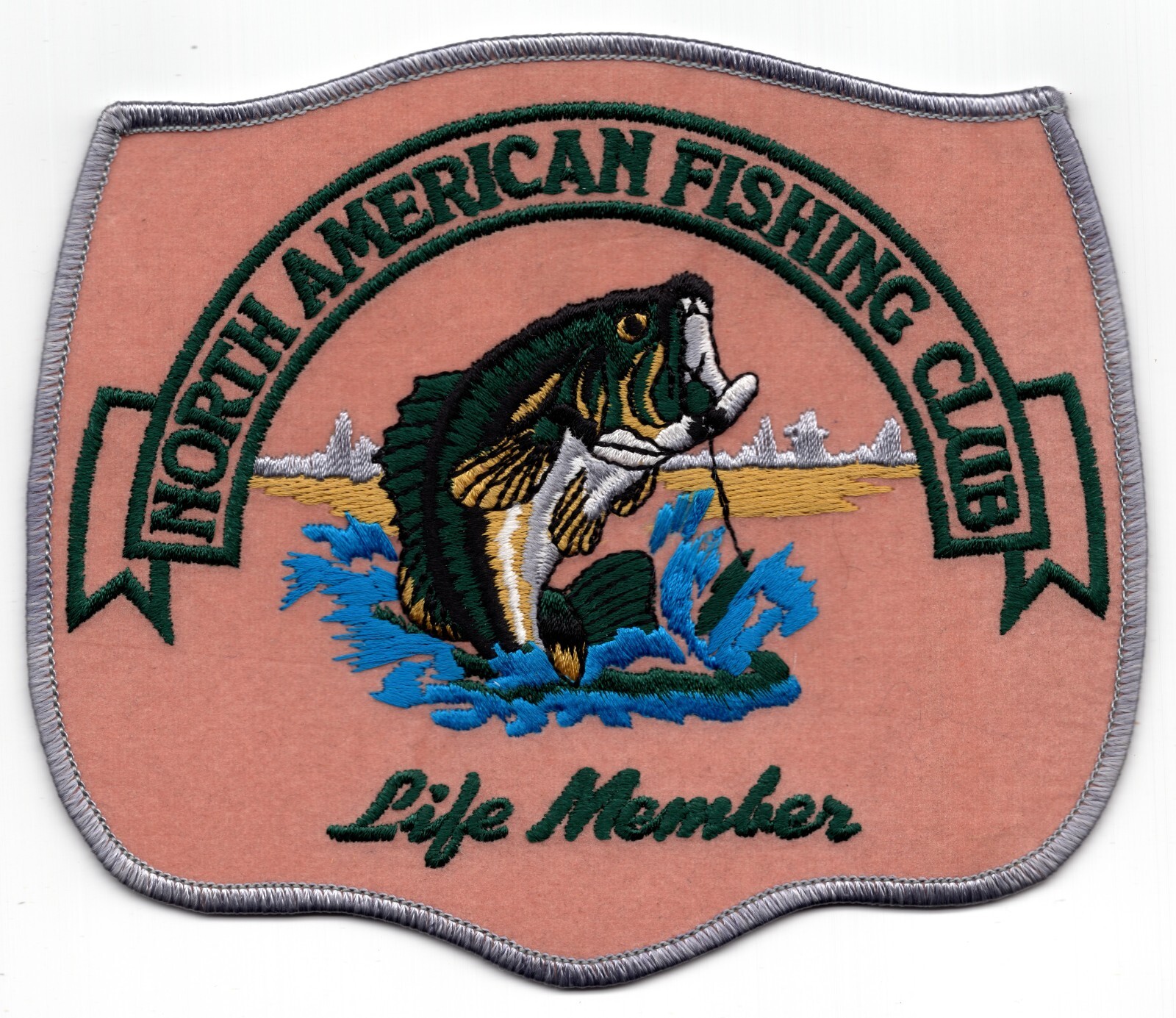 Patch North American Fishing Club Lifetime Member Iron On Vintage 6×5″