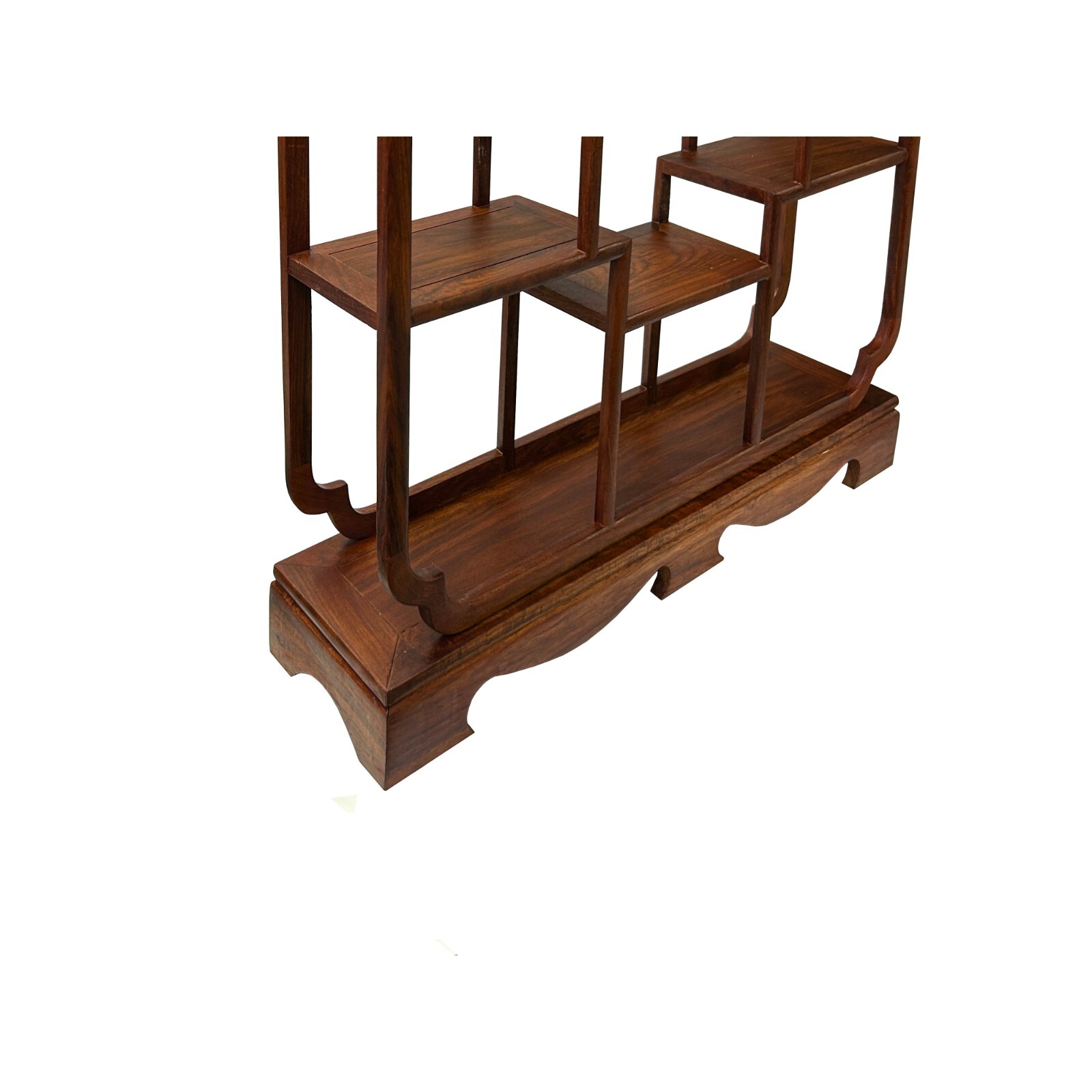 Chinese Light Brown Rectangular Table Top Layers Curio Display Stand ws3729