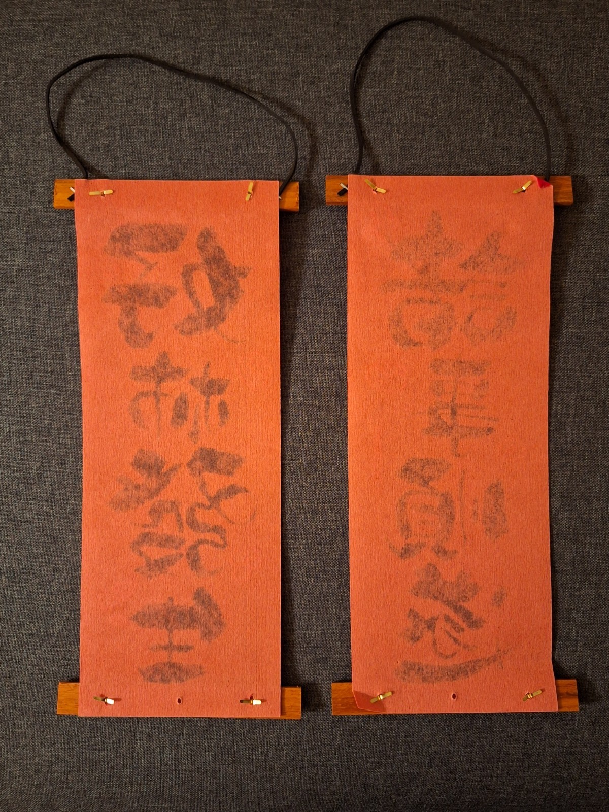 CHINESE character red gold NEW YEAR velvet paper Scrolls glitter home decor NEW