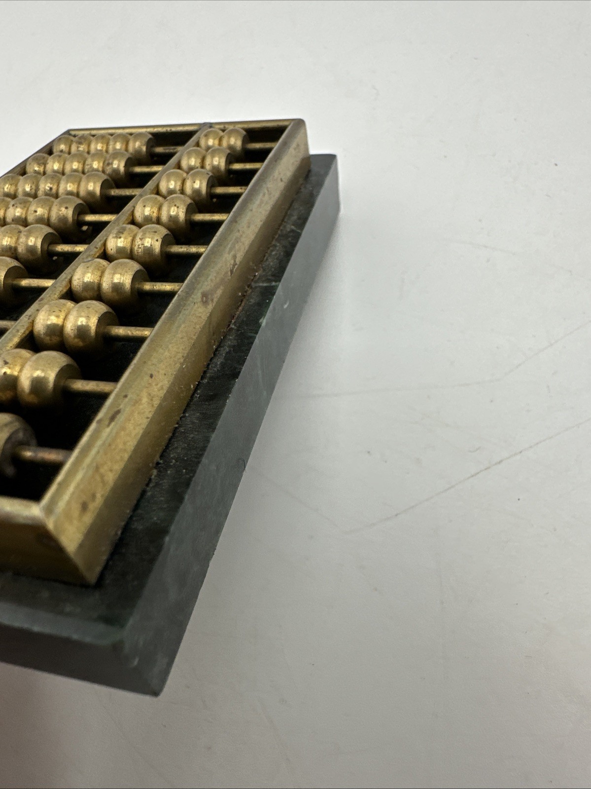 Mini Brass Abacus on Marble Base Desk Decor Paperweight Walgreens Vtg 3.75” Long