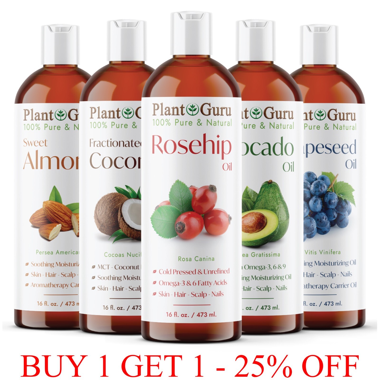 16 oz. Carrier Oil 100% Pure Natural Cold Pressed For Skin, Hair Growth, Massage