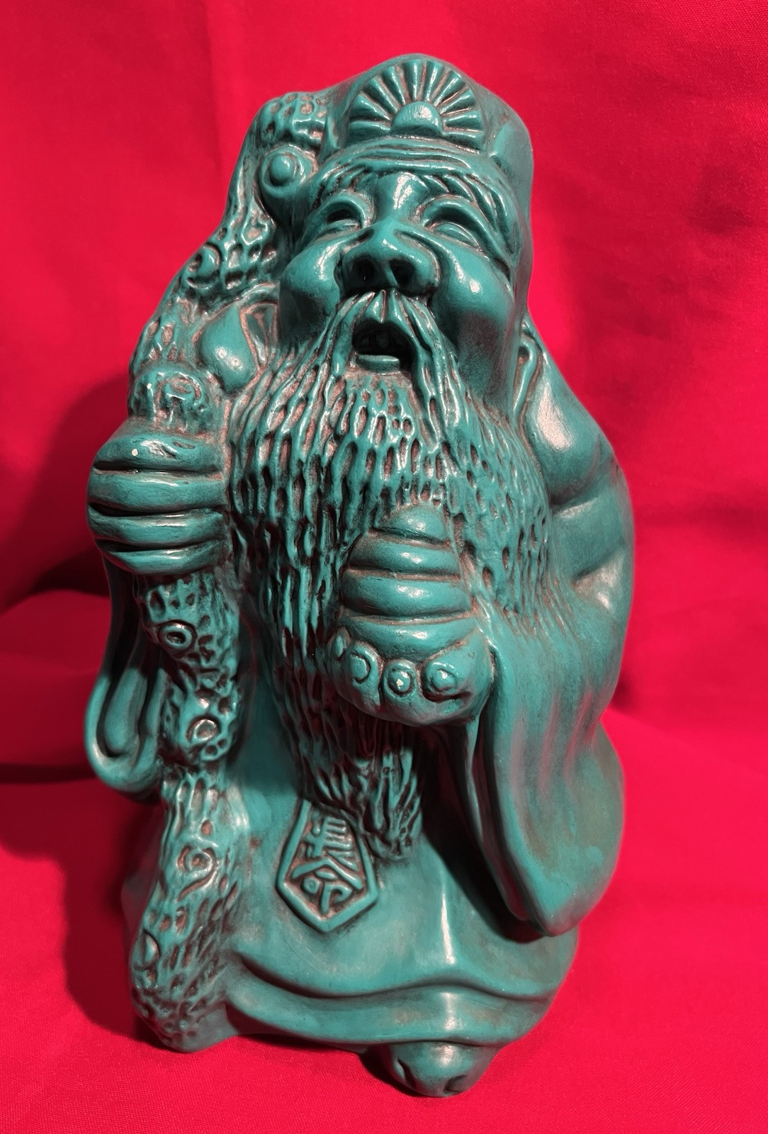 Sanxing,Chinese Priest,Wise Man,Buddah,Asian,Ceramic,Statue,Handmade,1970s,VTG