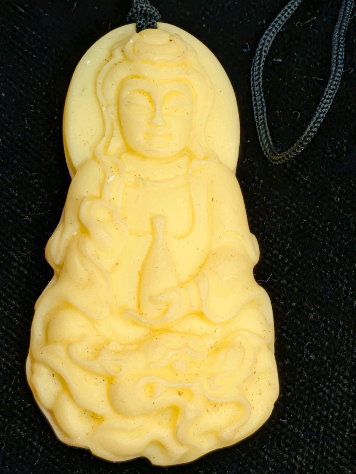 NOS Chinese Carved Buddha Horn Pendant 1980-2000 Ships US