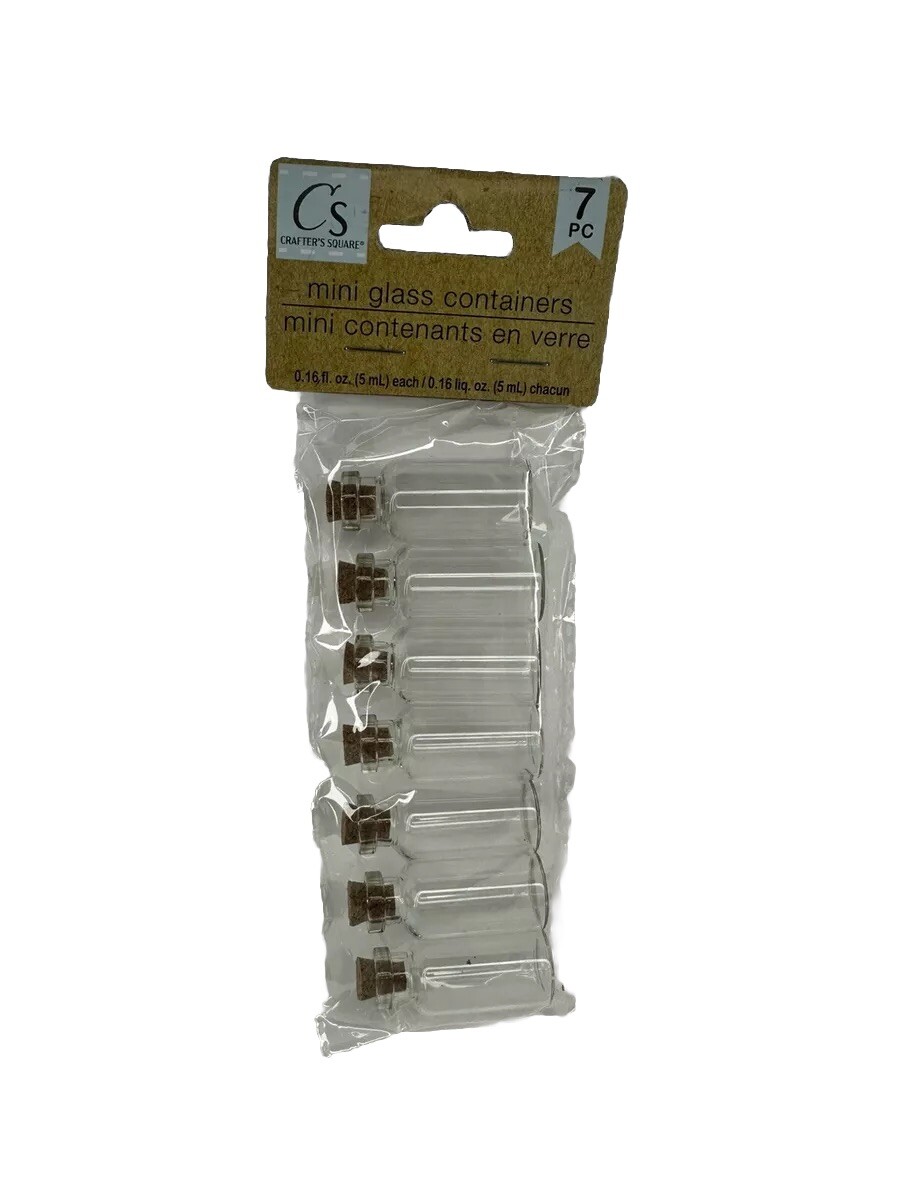 Crafter’s Square Mini Glass Containers with Cork Lid .16 fl oz (5 mL) 7 pieces