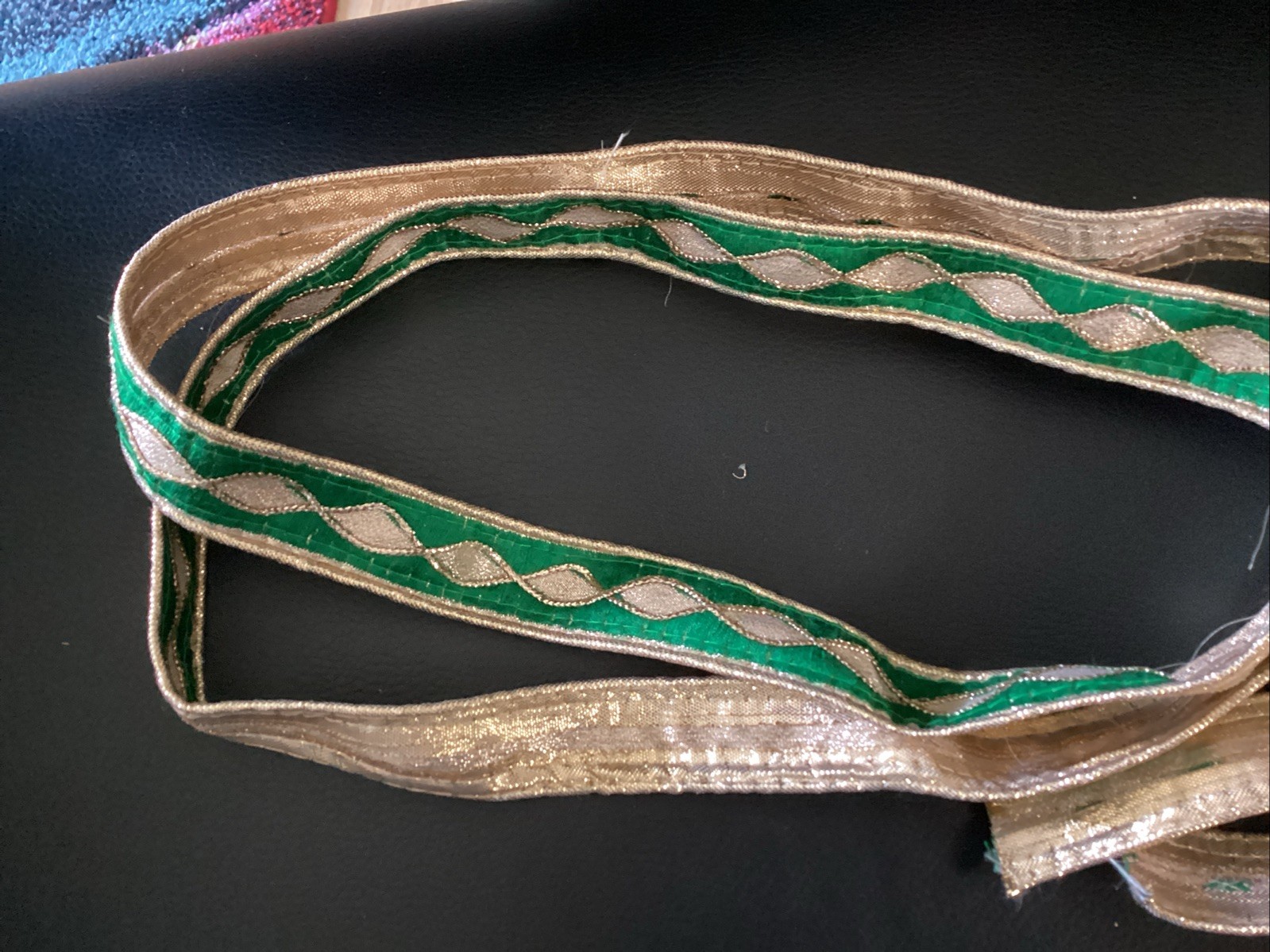Vintage Jacquard Ribbon Colorful & Metallic Thread Gold Variety 5 Remnants