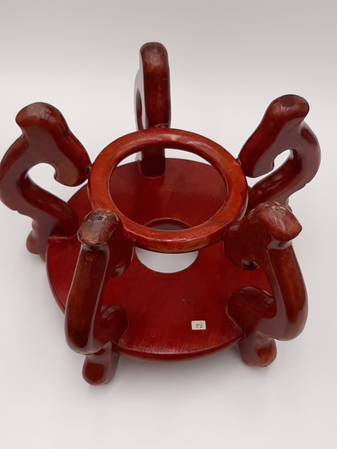Vintage Chinese Wood Pedestal Stand For Koi Fish Pot Large 8.5in Plant Stand