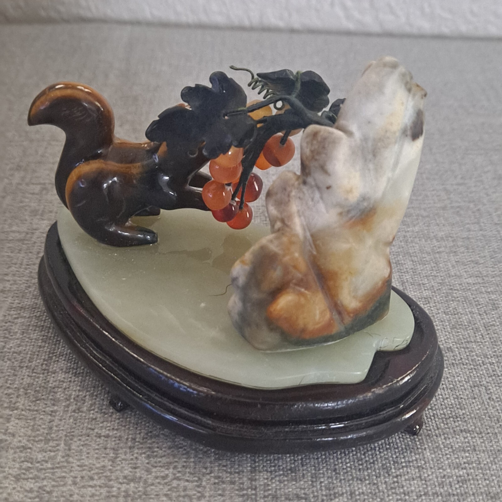 Vintage Chinese Carved Soap Stone Statute ~ Squirrel EXCELLENT