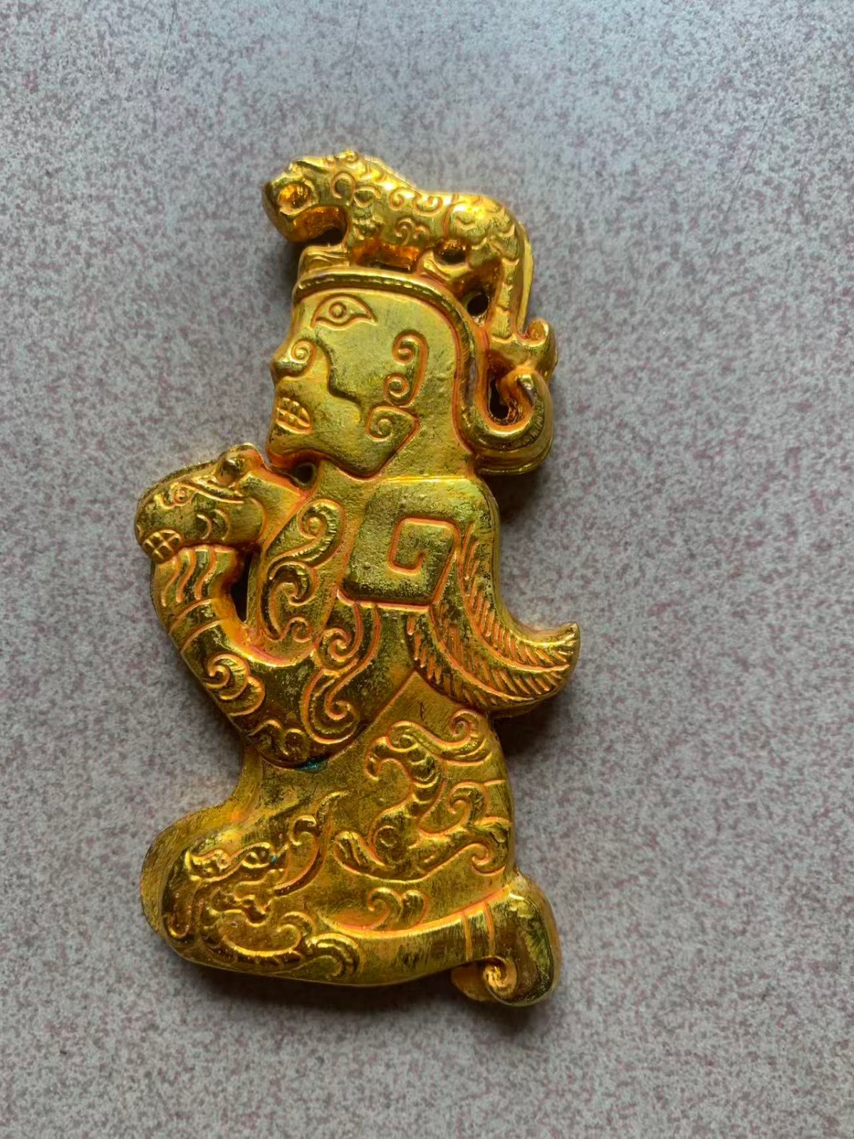 WOW Chinese Bronze Gold-Plated Hand Made *Figure* Military Tally
