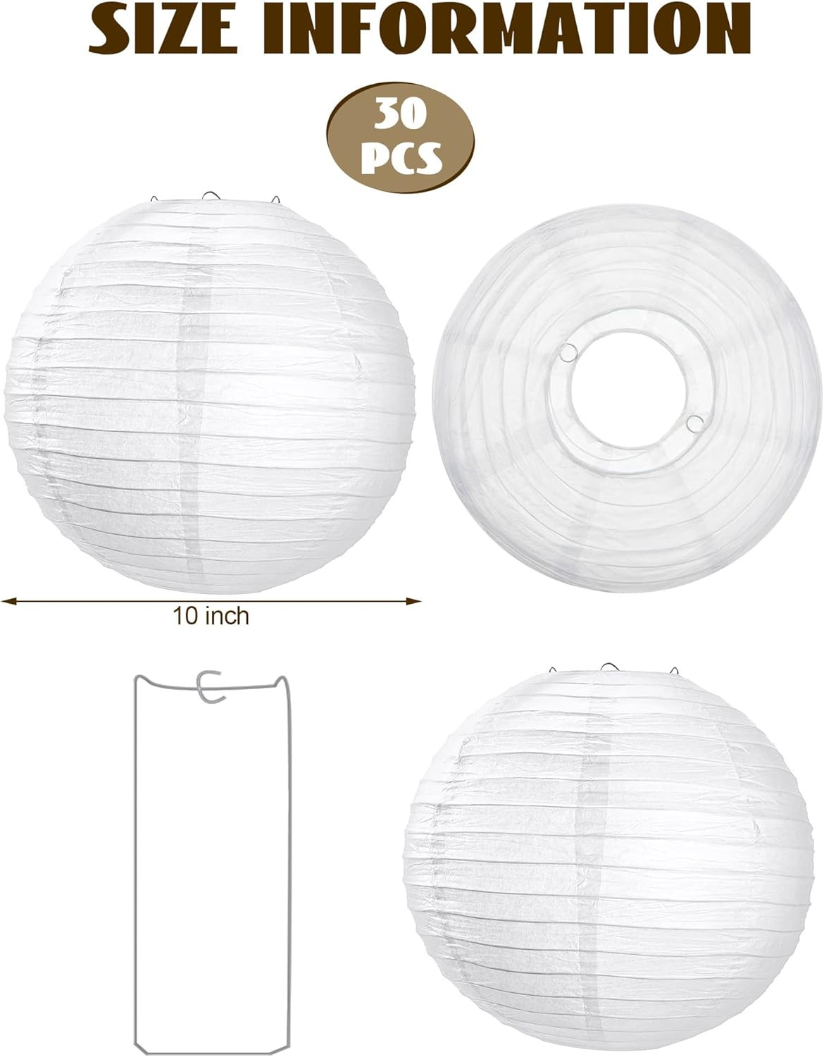 30 Pack White Chinese Japanese Paper Lanterns Decorative Hanging round Paper Lan