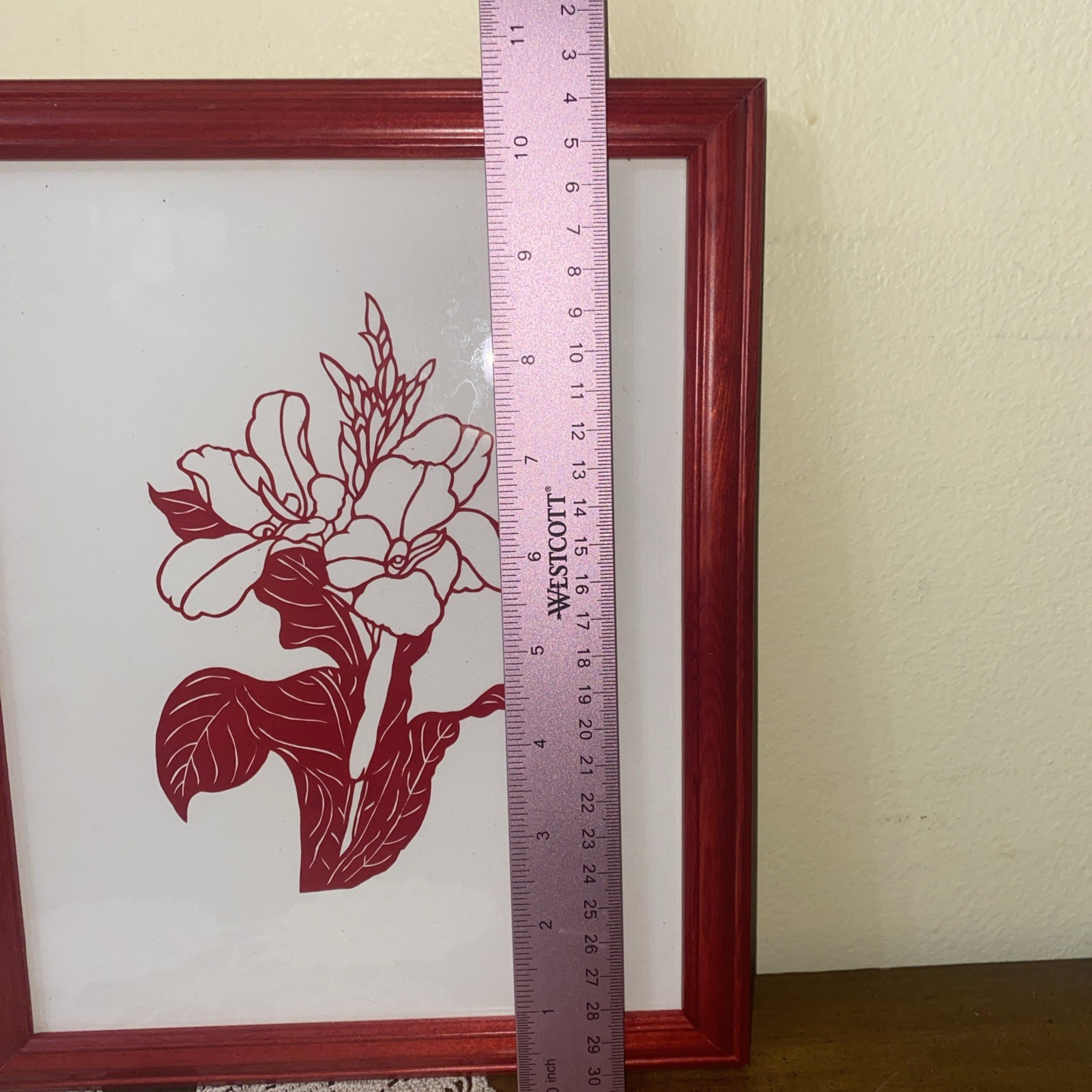 Vintage Chinese hand cut paper cutouts professionally framed Set 2 Red & White