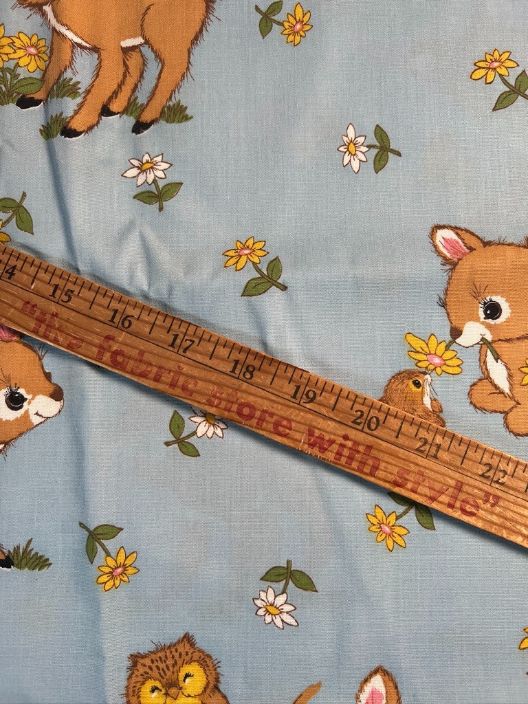Fabric RARE Vtg 70s Nursery Disney Bambi and Friends Sears Perma Prest 23 x 44 W