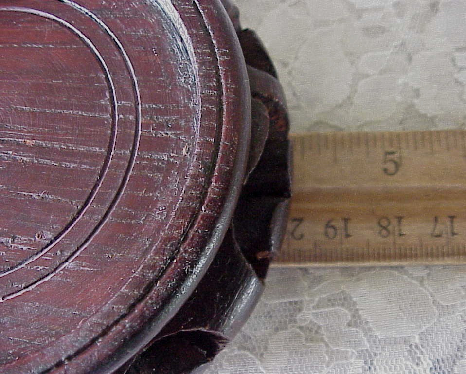Vintage Chinese Carved Wood Vase Stand Display Urn 4″ Outer Diameter