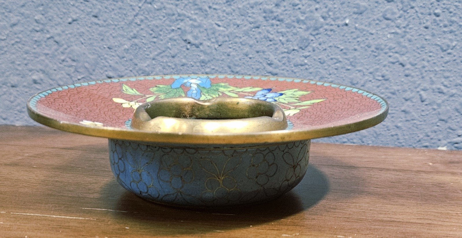 Vintage Chinese Cloisonné Floral Ashtray