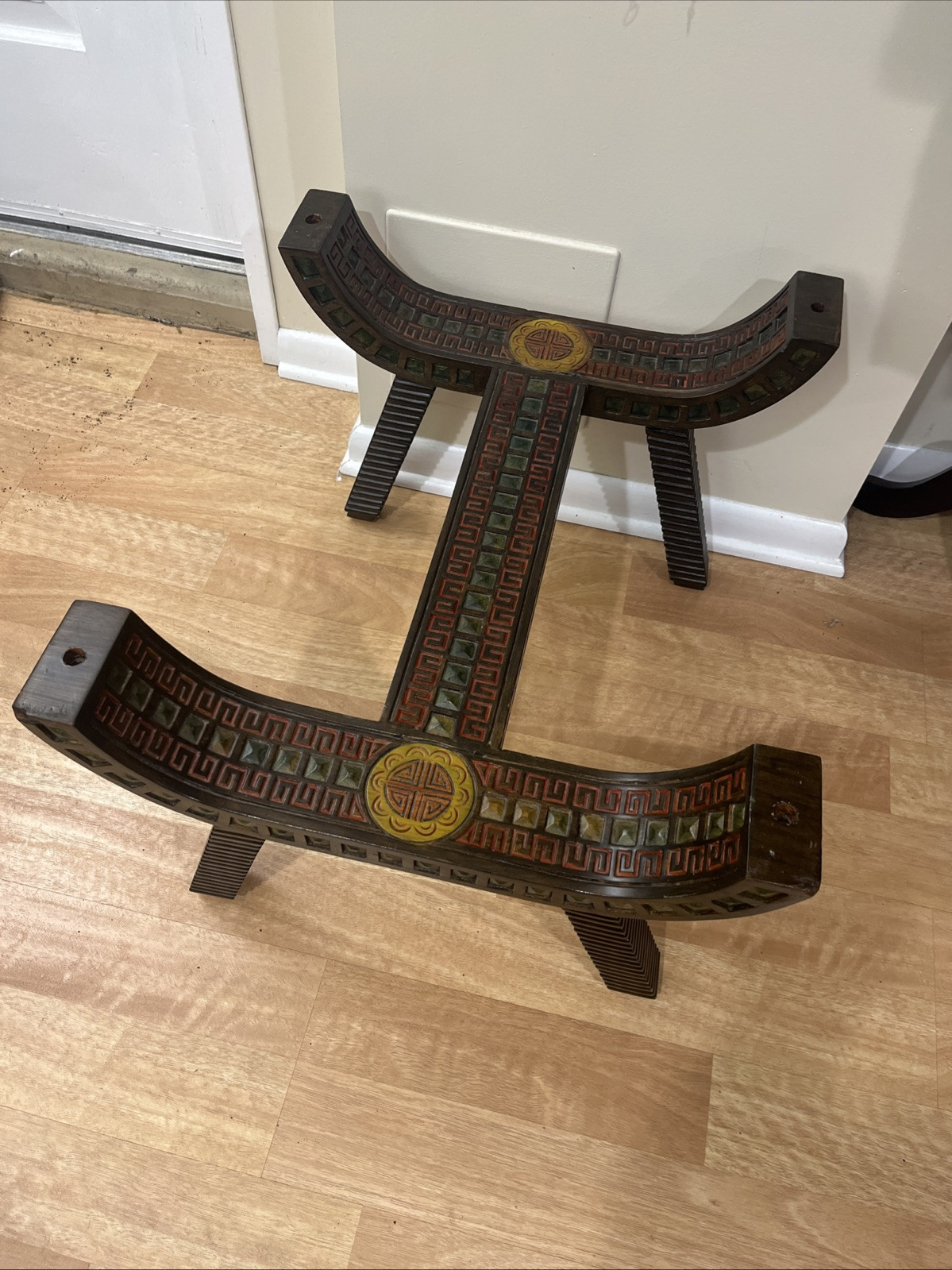 Unique Chinese Asian Carved Wood Coffee Table / Side Table Without The Glass VTG