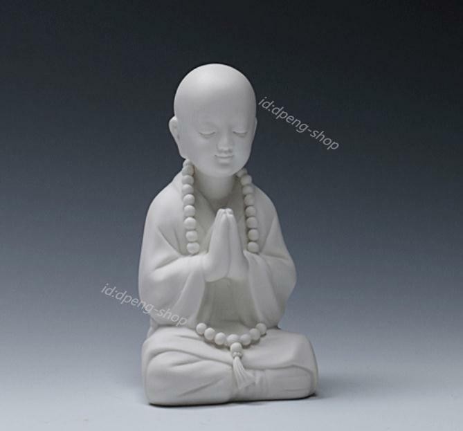 6.4″Chinese White Porcelain Ceramics Lovable Little Monk Figurine Statue Statues