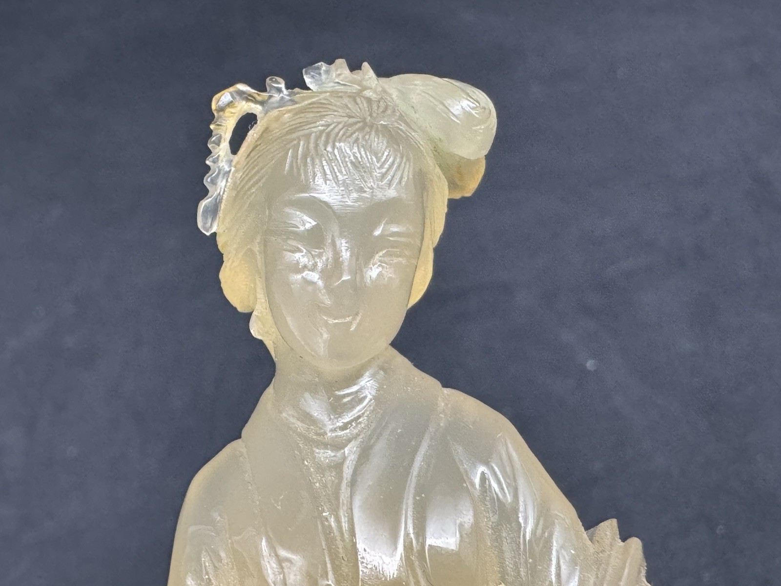 Chinese Carved Agate Stone Lady Sculpture, 4.5″