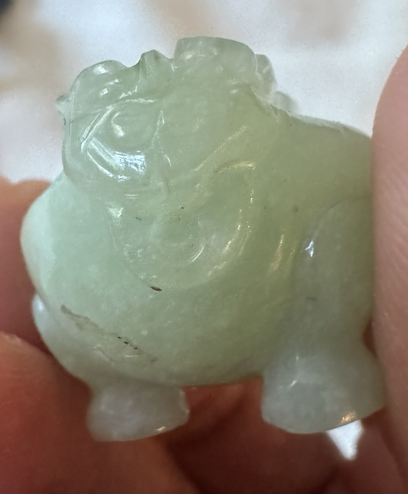 2 Vintage Rare Chinese Carved Jade – Miniature Foo Dog Incense Burners