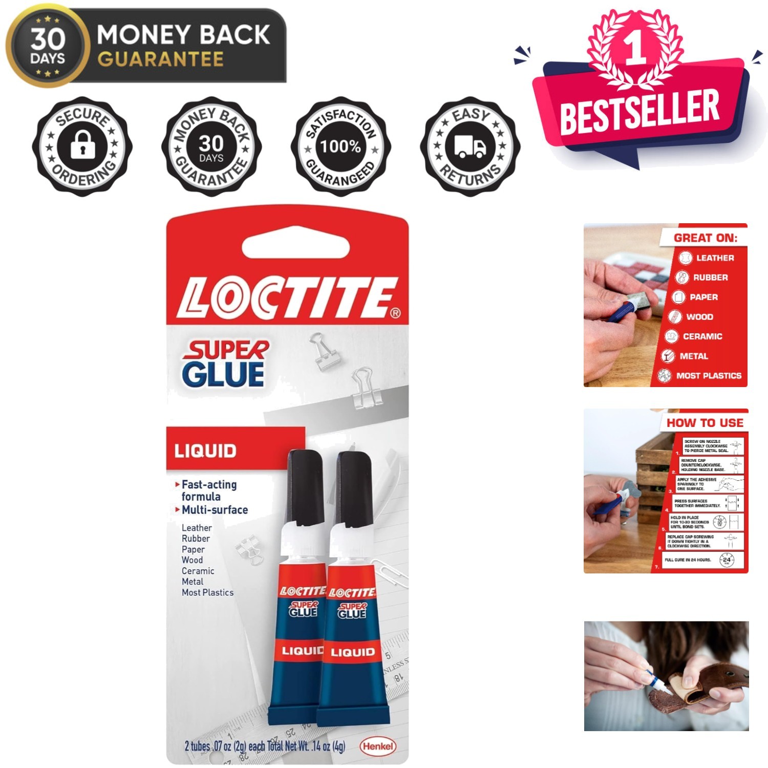 Versatile Super Glue Liquid Clear Adhesive 0.07 fl oz Tube 2 Pack – Quick Repair
