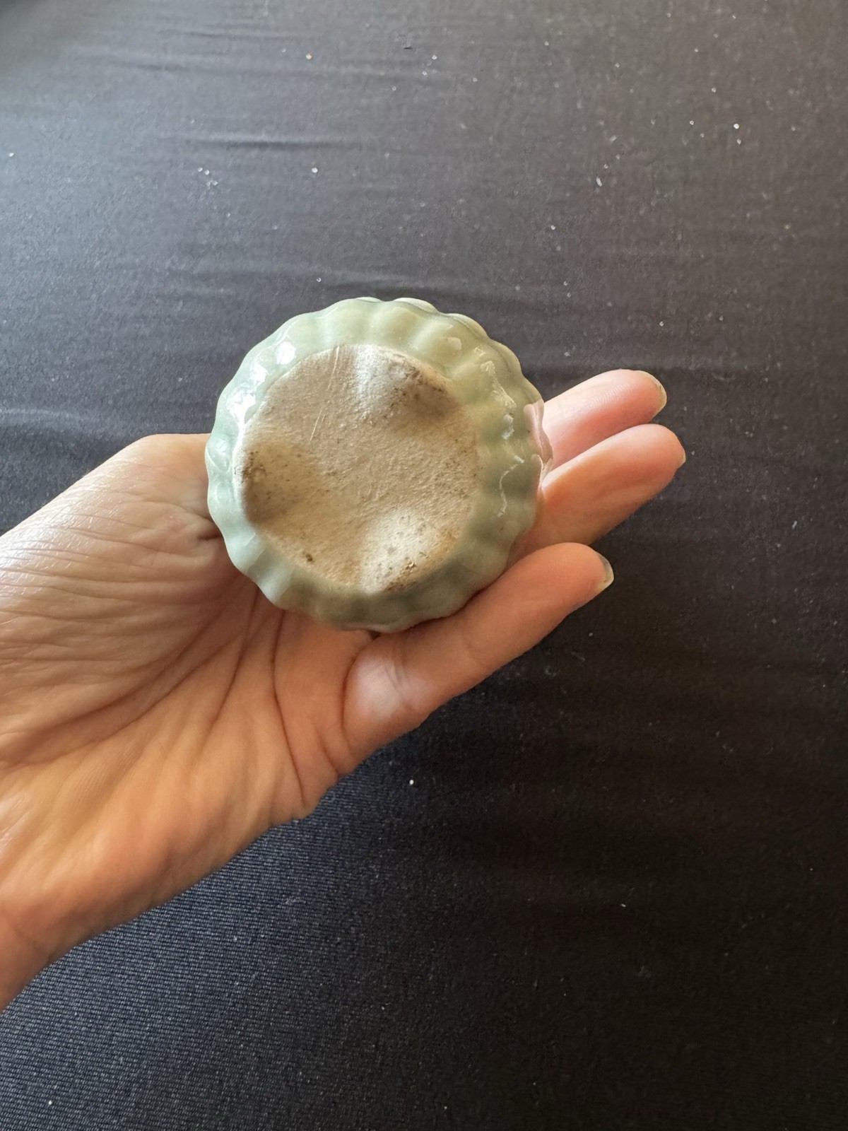 2 Vintage Asian Decor Small Jade Glass Pink Flower Bonsai Tree Celadon Pot