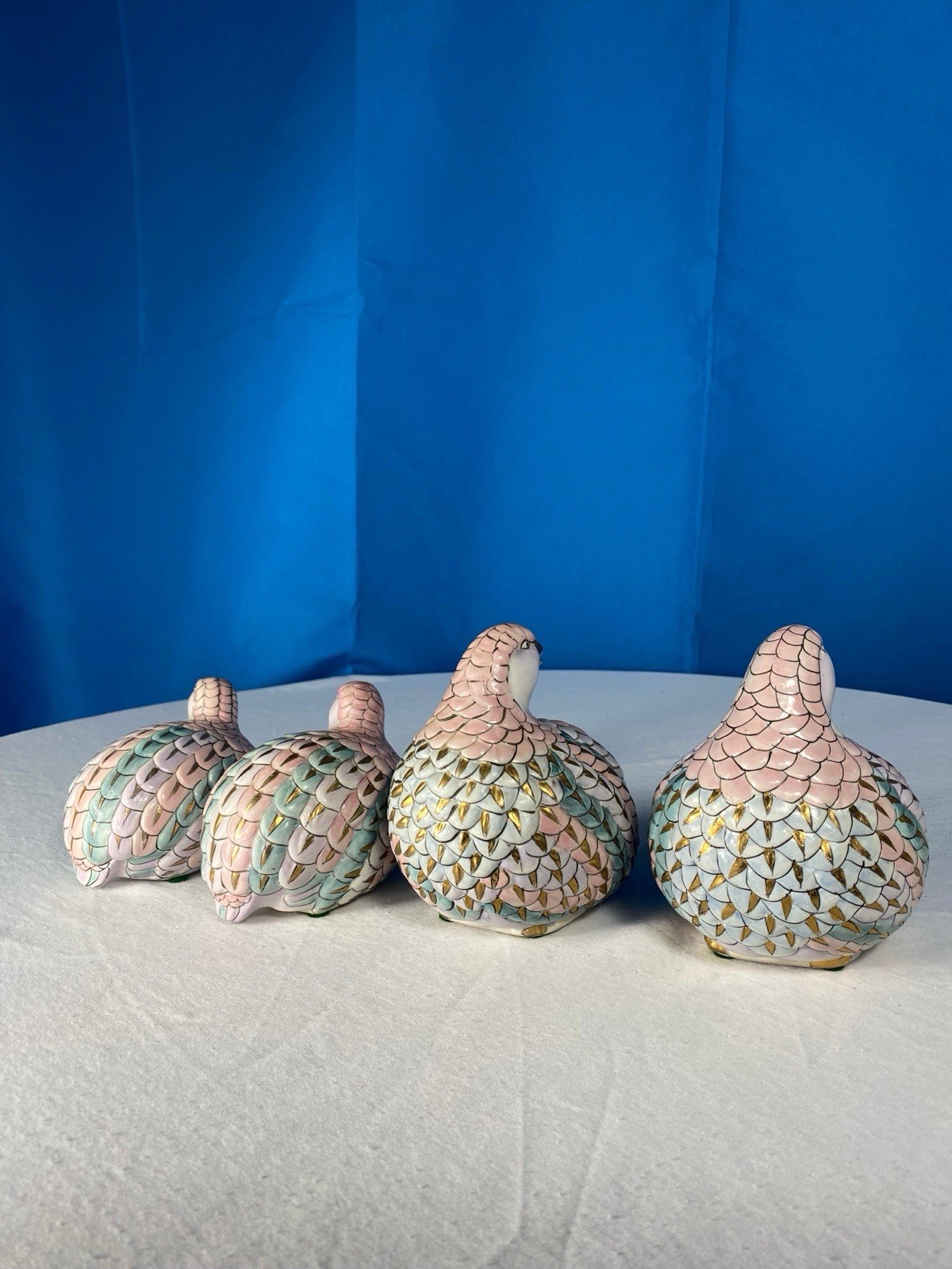 Collection Of Vintage H.F.P Macau Ceramic Love Birds Doves Chinese Porcelain
