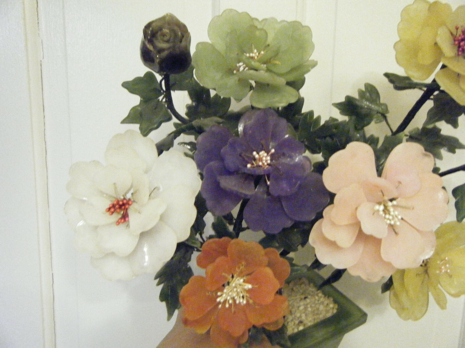 CHINESE GORGEOUS MULTI COLOR FLOWERS IN GLASS FLOWER POT