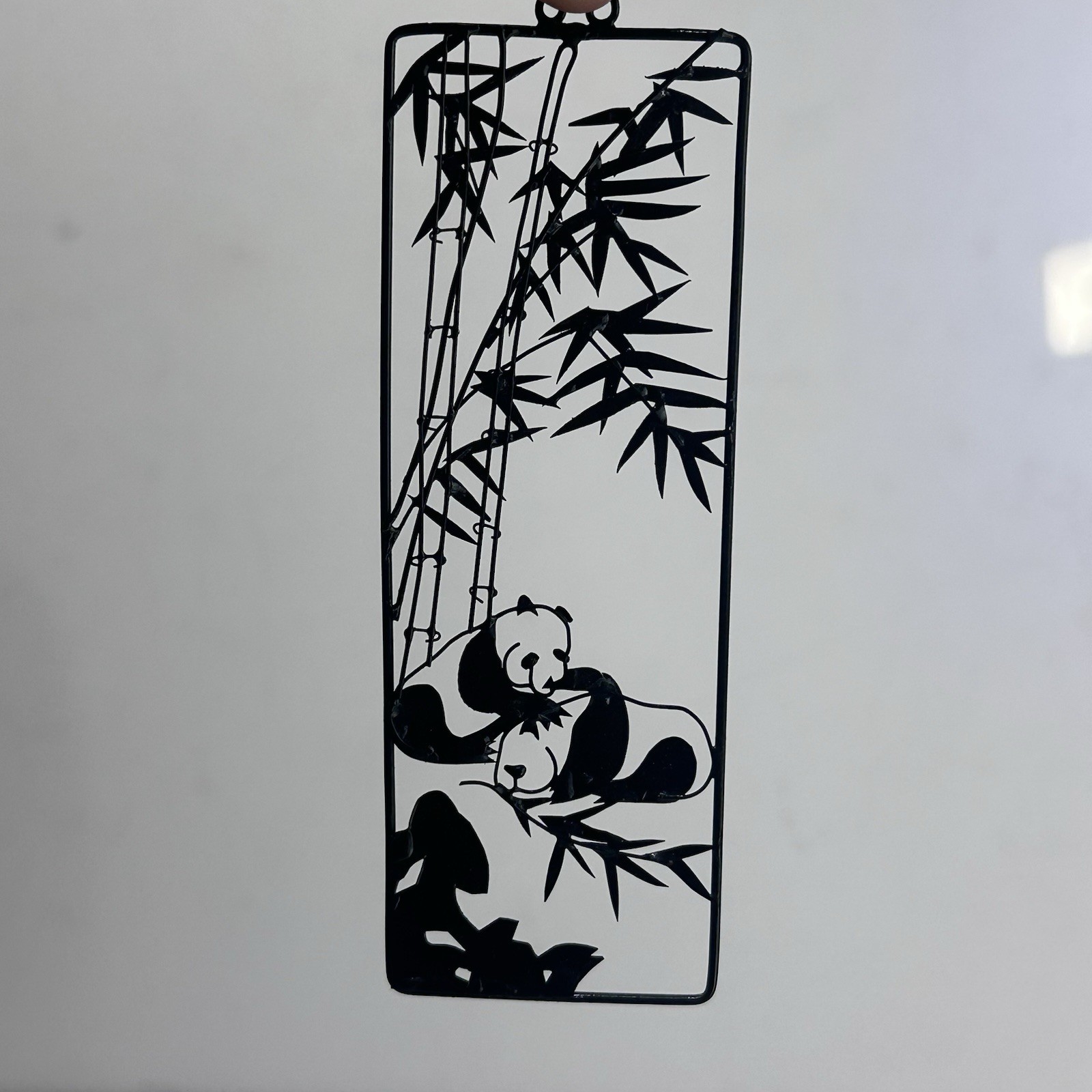 Chinese Iron Picture Panda Bamboo Tin Art Set Of 4