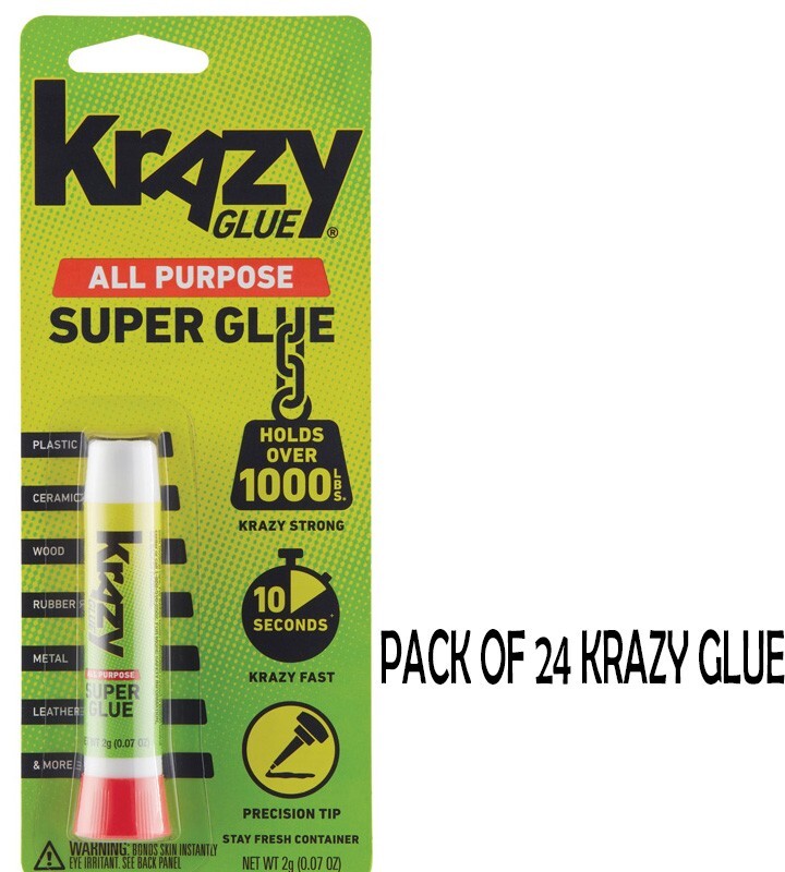 24 Pcs Krazy Glue Instant Strong Fast Drying All Purpose Glue. 0.07 oz Tube