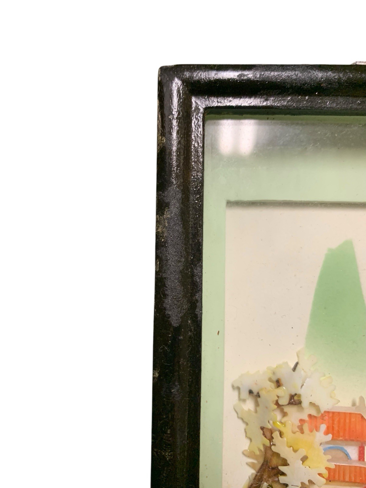Vintage Chinese Mother Of Pearl 3D Abolone Shell Art size 9 X 4.5 “ Signed