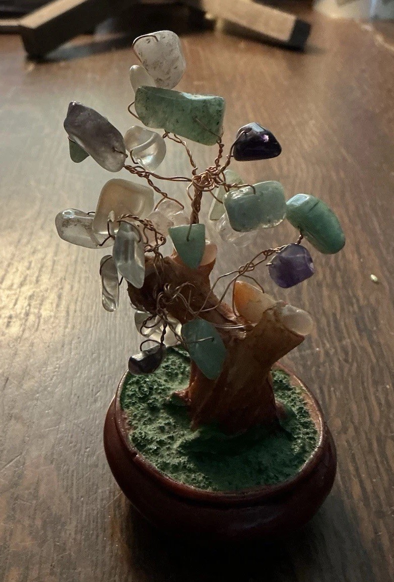 Small Asian Jade Tree In Lacquer Wood Base, money tree, bonsai