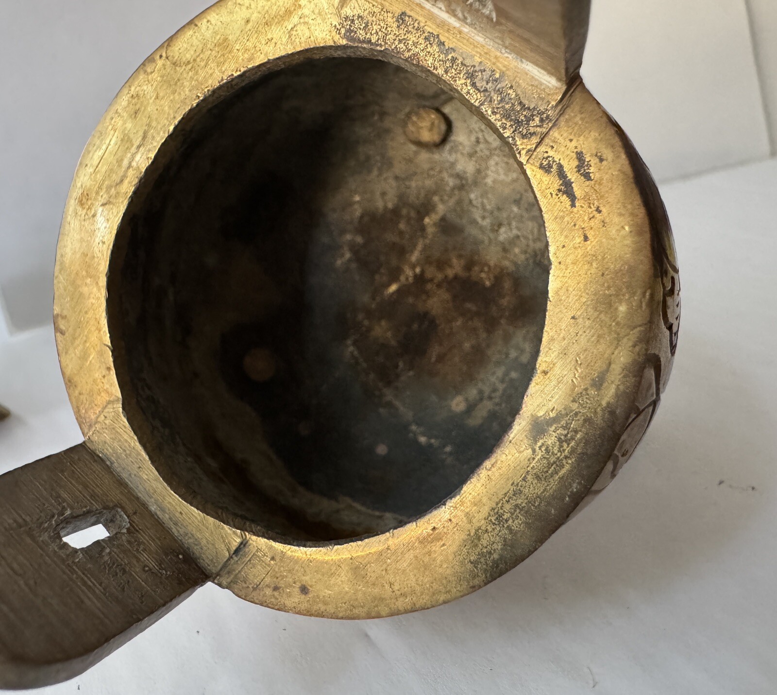 Vintage Chinese Brass Footed Incense Burner Holder Tri pod pot With Lid – Marked