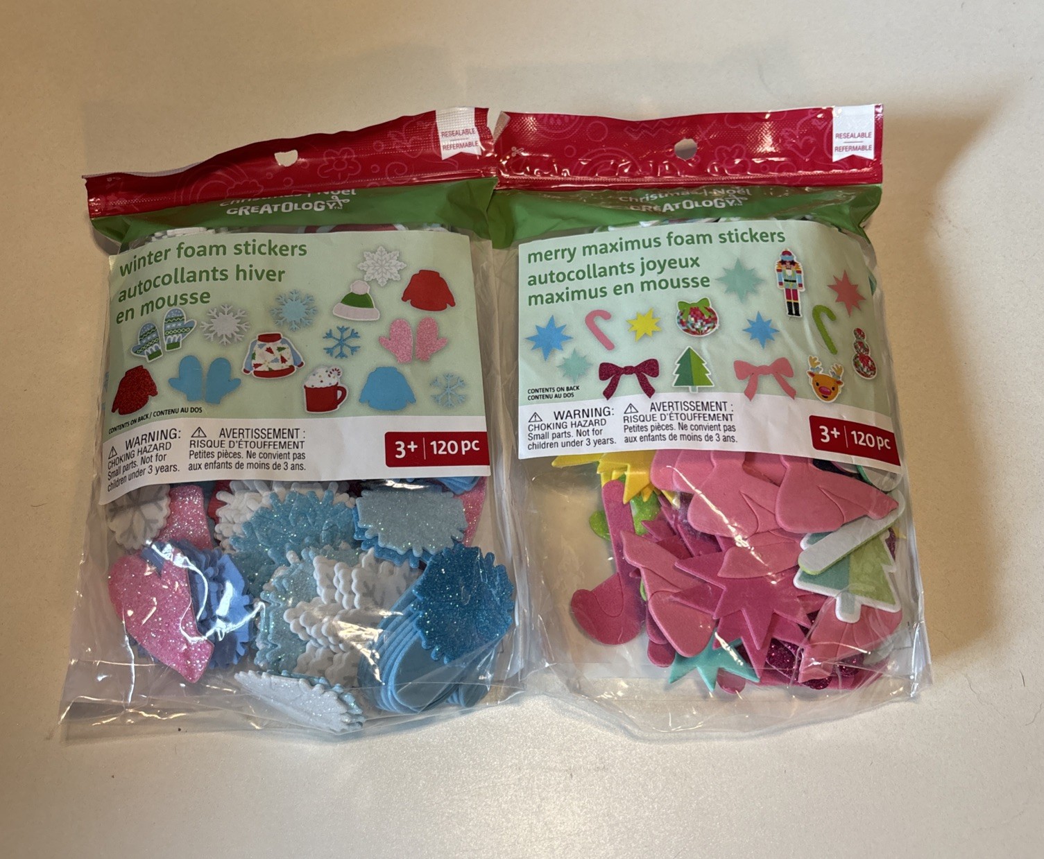 Foam Stickers Winter & Merry Maximus Creatology New Set Of 2 Bags. Ages 3+