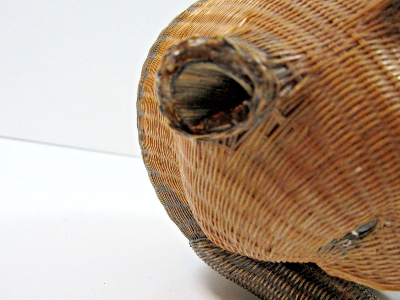 Vintage Antique Woven Rattan Wicker Panda Bear Shanghai Handcrafted