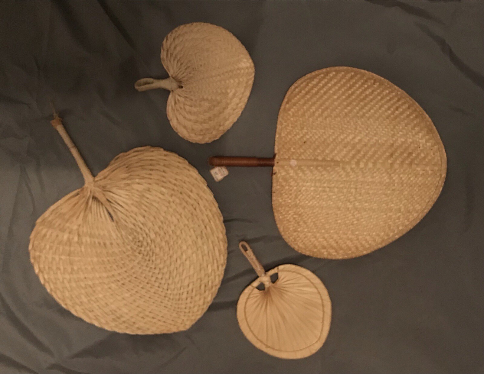 Set Of 4 Vintage Fans With Original Tags Dating From 1950s-60s From China