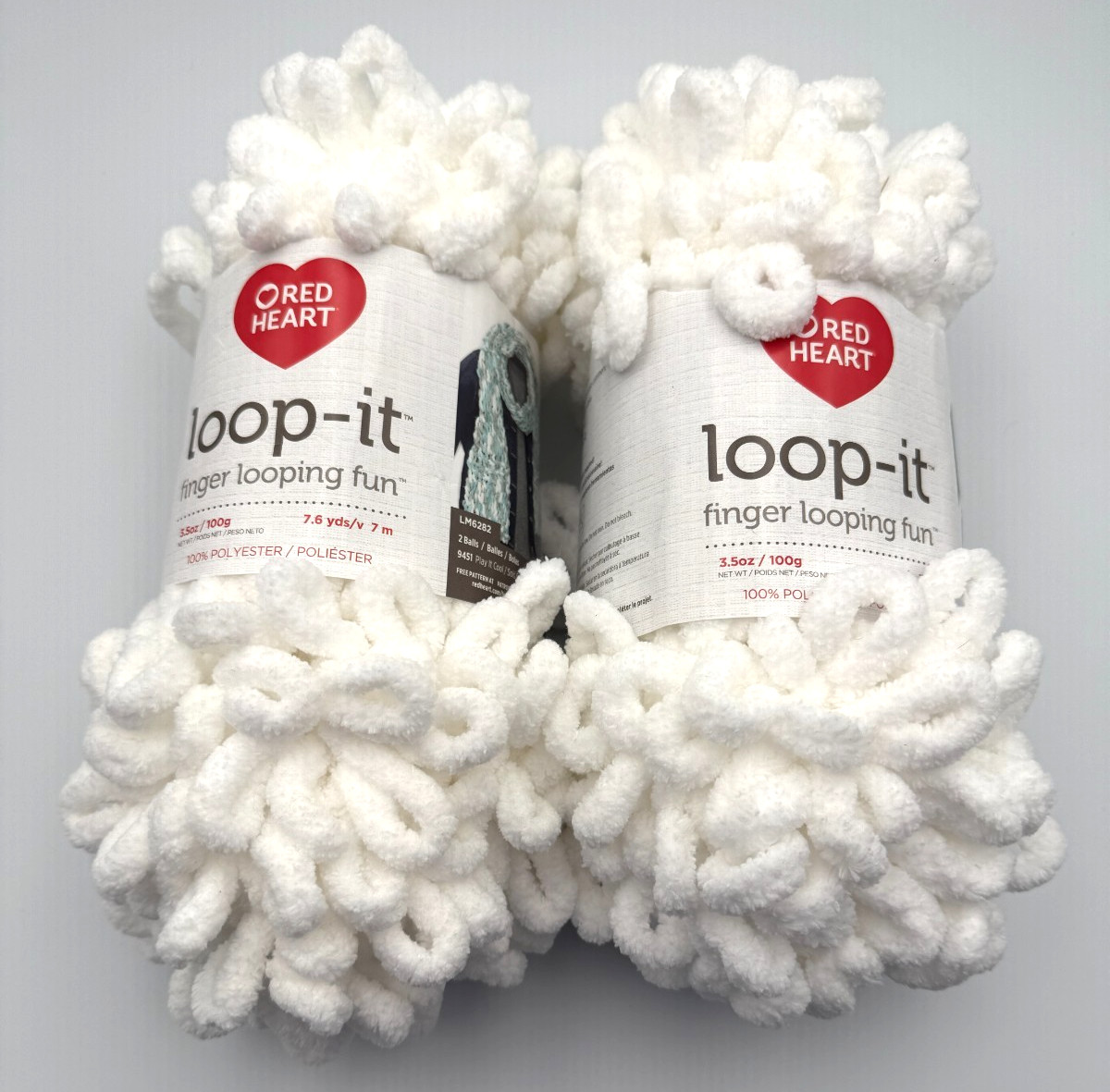 2 Skeins/1 Lot Red Heart Loop-It/Finger Looping Fun – Yarn. Snow Way White