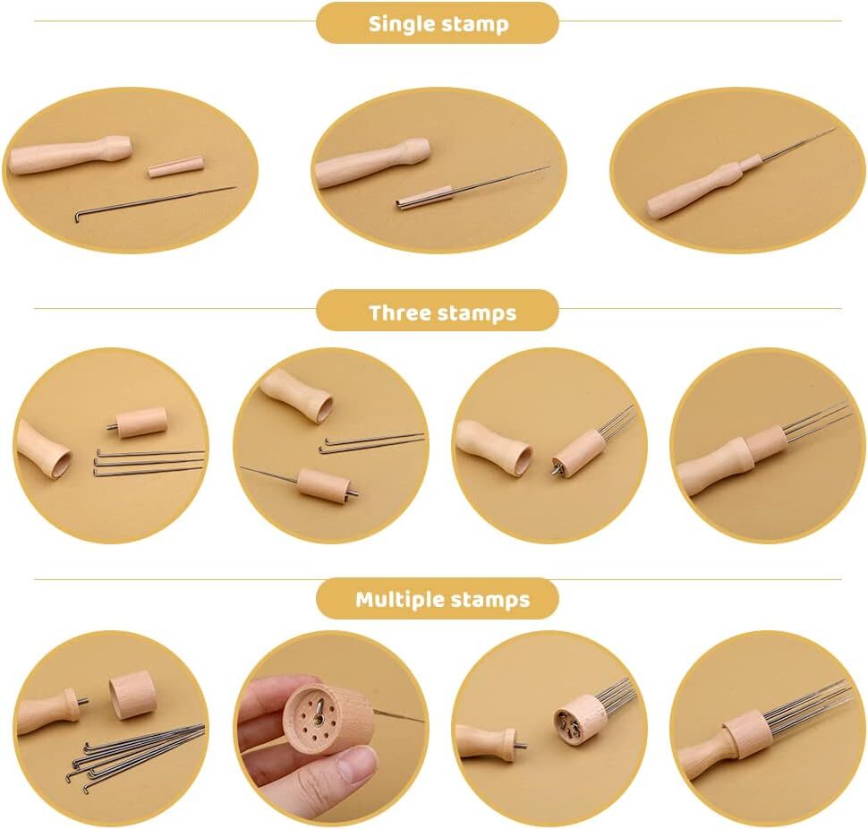 8 Needle Felting Tool Wood Handle Felting Kit DIY Hand Craft Making Wool Tools