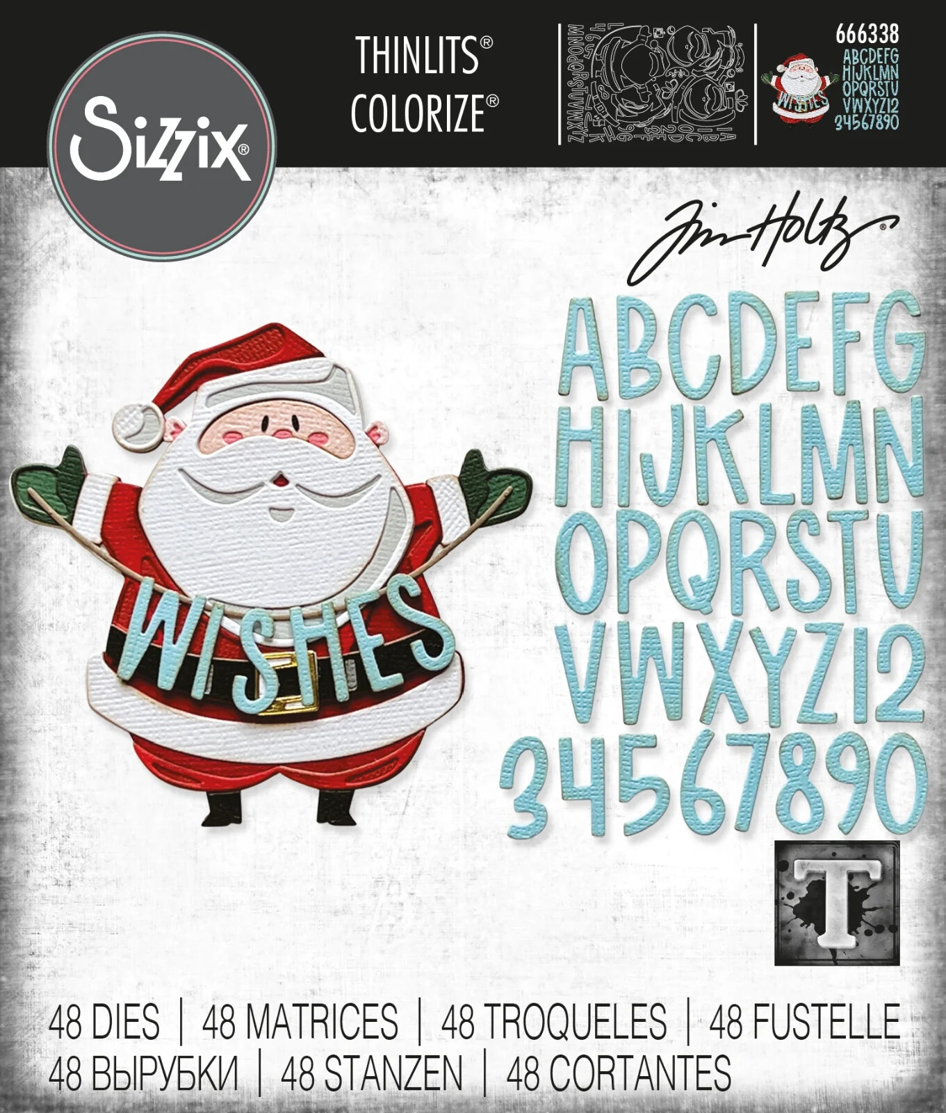 Tim Holtz “COLORIZE: SANTA GREETINGS” Sizzix Thinlits Cutting Dies Holiday 2023