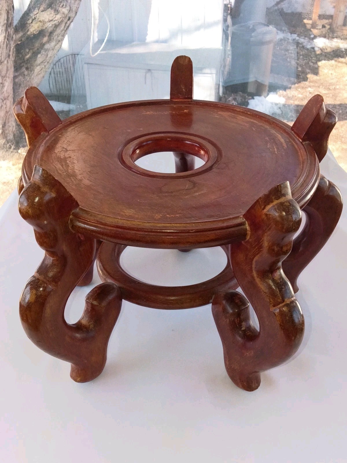Vintage Wooden 5 Legged Plant/ Fish Bowl Stand Pedestal