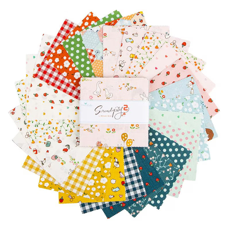 Serendipity ~ 5″ x 5″ Squares, Riley Blake $3.99 Ships ANY Amount Of Fabric