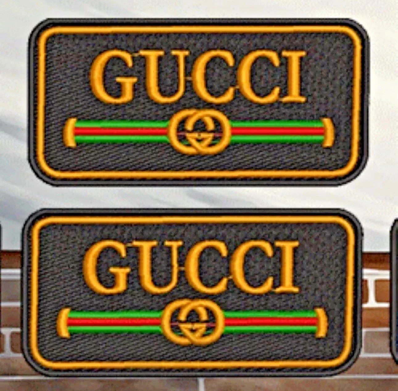 Gucci Vintage Embroidered Patch Iron On Sew On Badge Set of 2