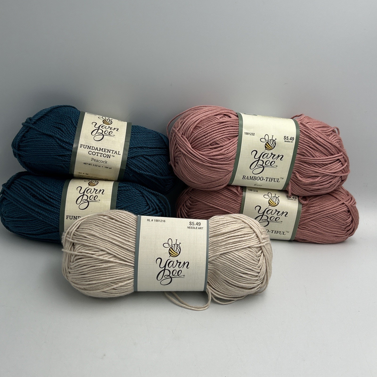 New Mixed Lot Of Yarn Bee Yarn Bamboo-tiful Rose Linen Peacock Smoke Free Home