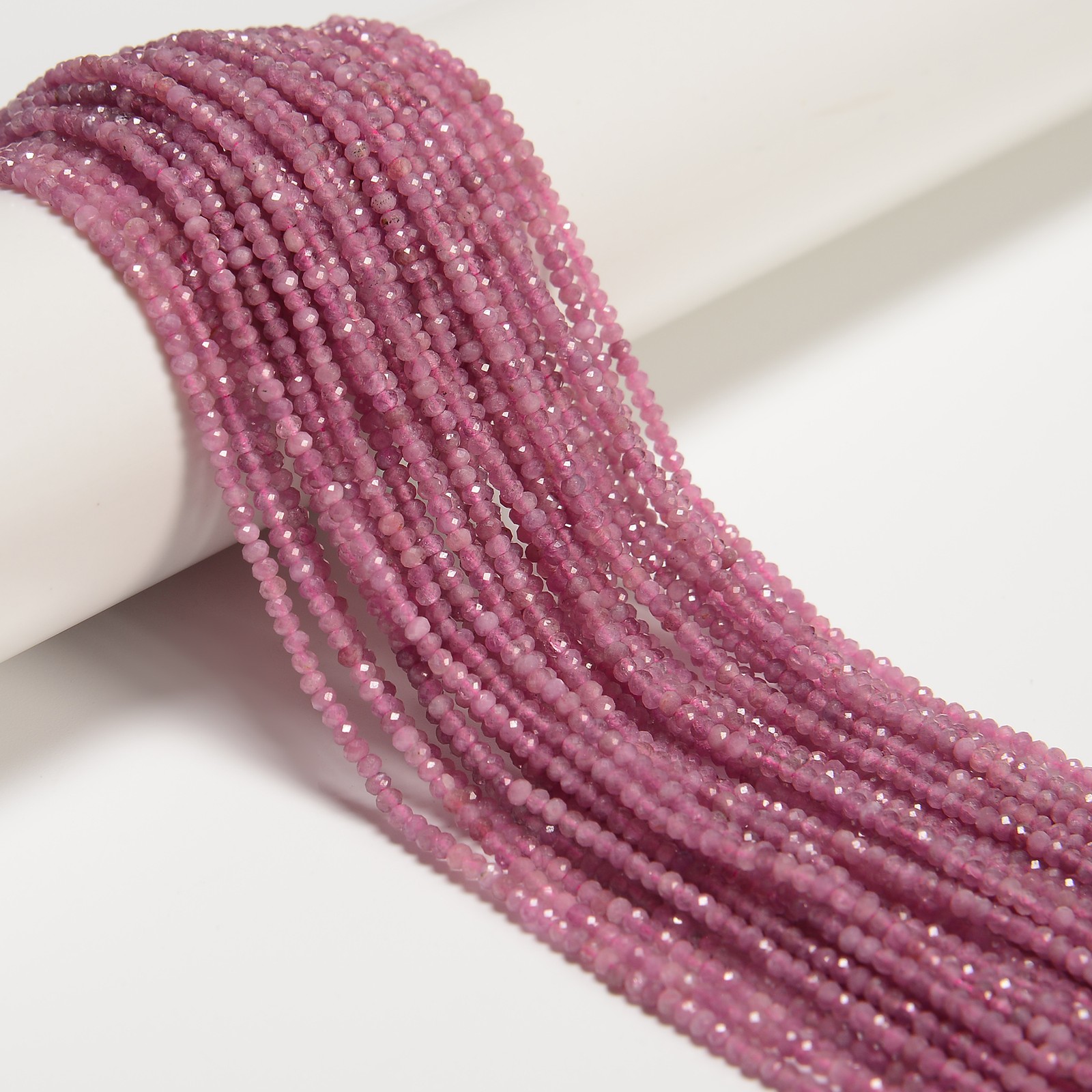 Natural Pink Tourmaline Faceted Rondelle Beads Size 1.5x2mm 15.5” Strand