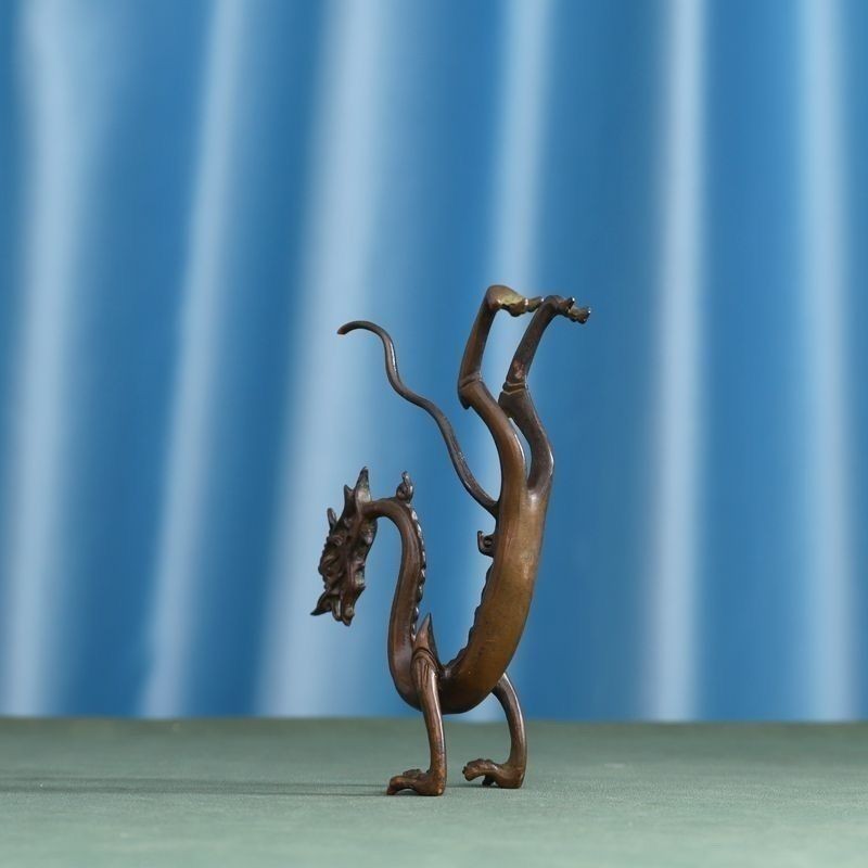 Vintage Alloy Dragon Statue 76mm Chinese Zodiac Mythical Beast