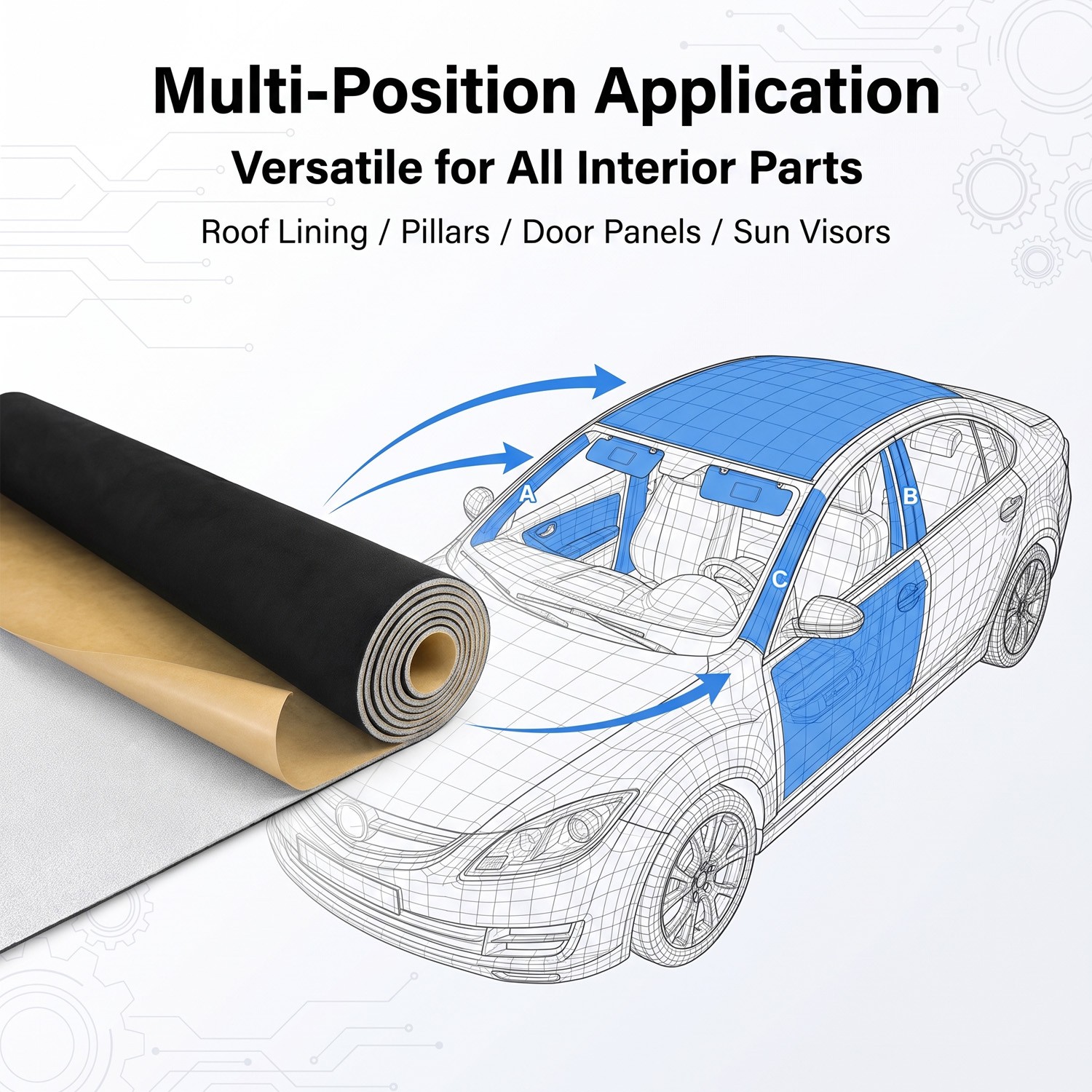 Self Adhesive Headliner Fabric with Foam Backing for Car Ceiling Fabric Repair