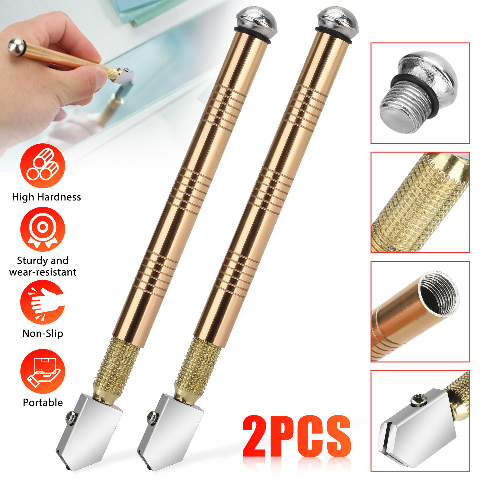 2Pcs Professional Diamond Tip Steel Blade Tiles Glass Cutter Metal Cutting Tools
