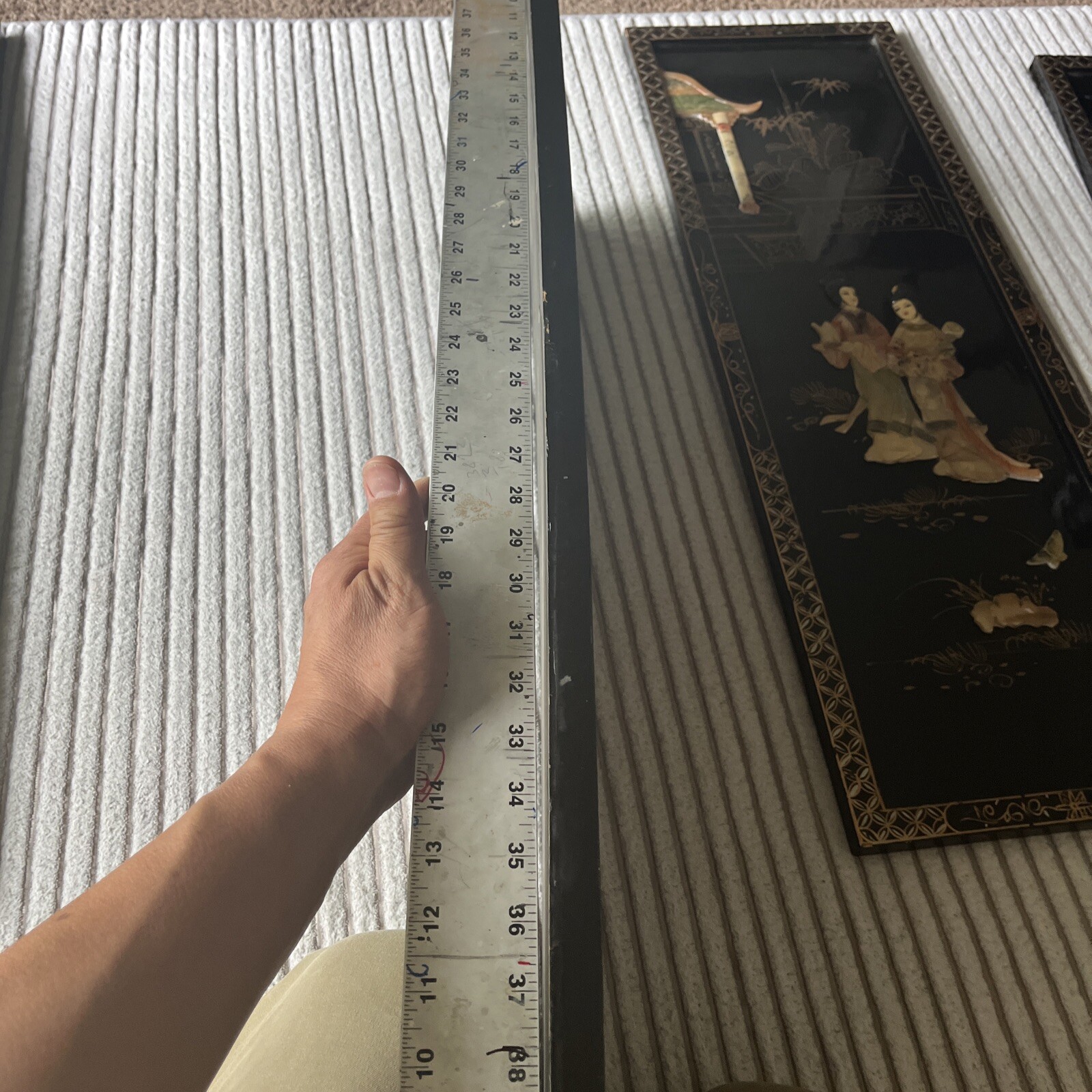4 Asian/Oriental Hanging Wall Panels Mother Of Pearl Black Lacquer 36”X12” (READ