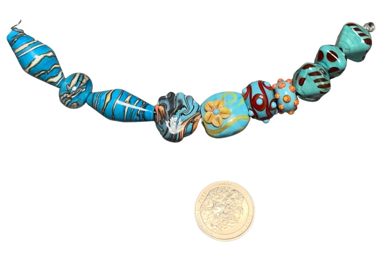 Handmade Blue & Teal Lampwork Glass Beads Assorted Set